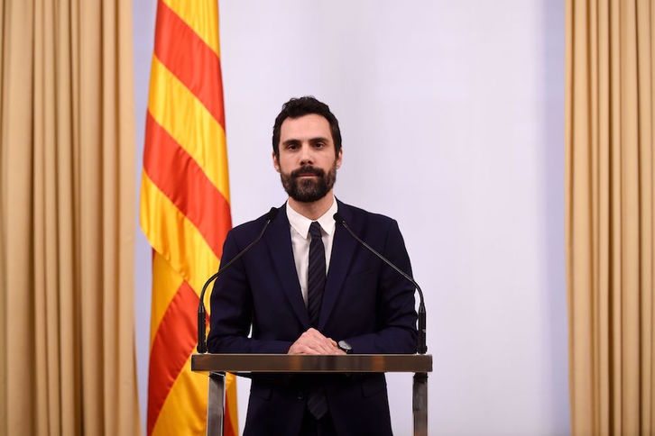 Roger Torrent, en su comparecencia de hoy. (Josep LAGO/AFP)