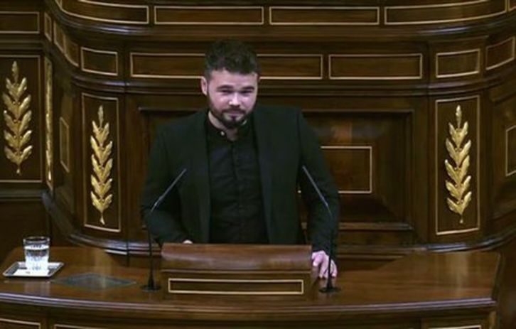 Gabriel Rufián es uno de los políticos a los que se insulta desde la cuenta de Twitter del jefe de la Policía española en Nafarroa.