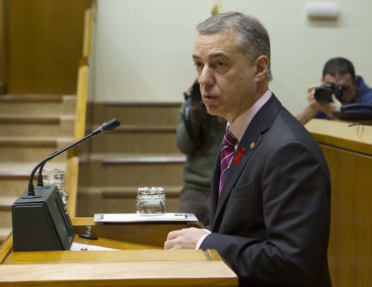Iñigo Urkullu, en el pleno de control del Parlamento de Gasteiz. (@PVasco_EuskoL)