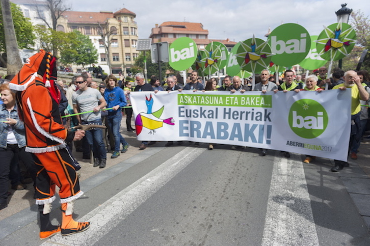 El año pasado Independentistak celebró Aberri Eguna en Gernika. (Juanan RUIZ / ARGAZKI PRESS)