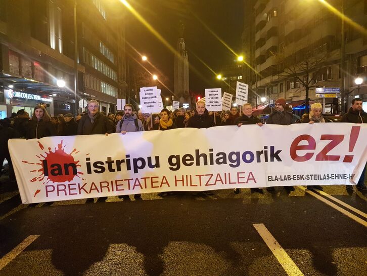 Bilbon lan istripuen aurka egindako aurreko elkarretaratze bat. (@ELAsindikatua)