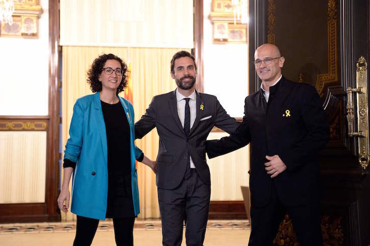 Rovira, Torrent y Romeva, en una imagen de archivo. (Josep LAGO/AFP)