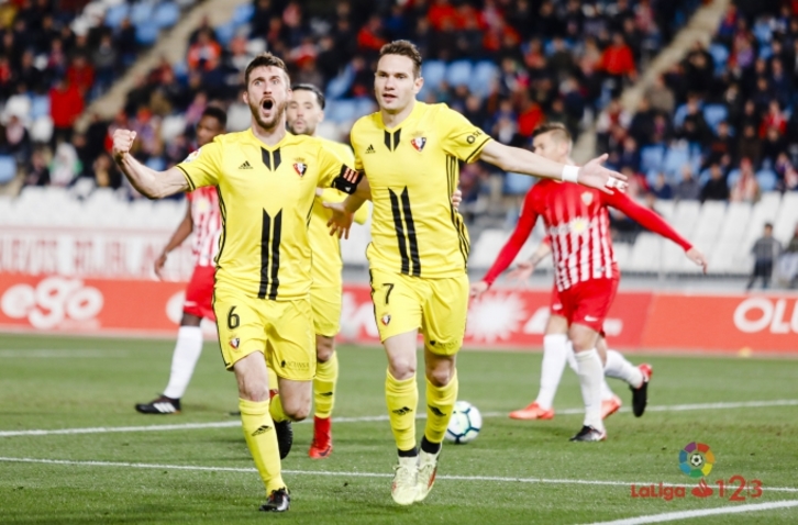 San Jurjo eta Rodriguez gaurko gola egin ostean. (C.A. Osasuna)