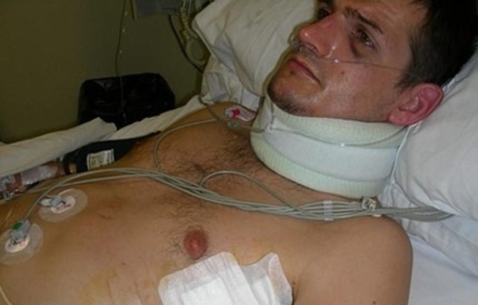 Fotografía realizada a Igor Portu el mismo día en que ingresó en la UCI del Hospital Donostia. (NAIZ.EUS)