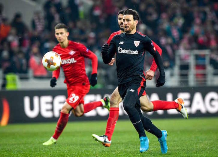 Aritz Aduriz se ha apuntado un doblete en Moscú. (Alexander NEMENOV / AFP)