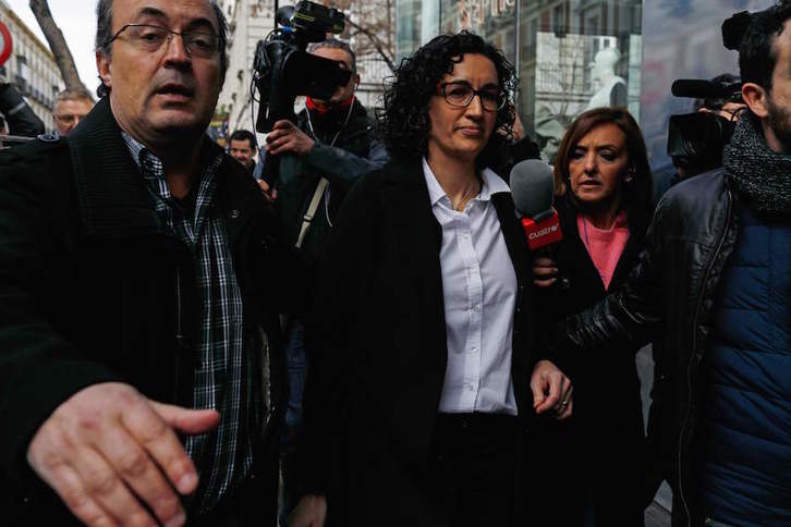 Marta Rovira, a su salida del Tribunal Supremo. (Oscar DEL POZO/AFP)