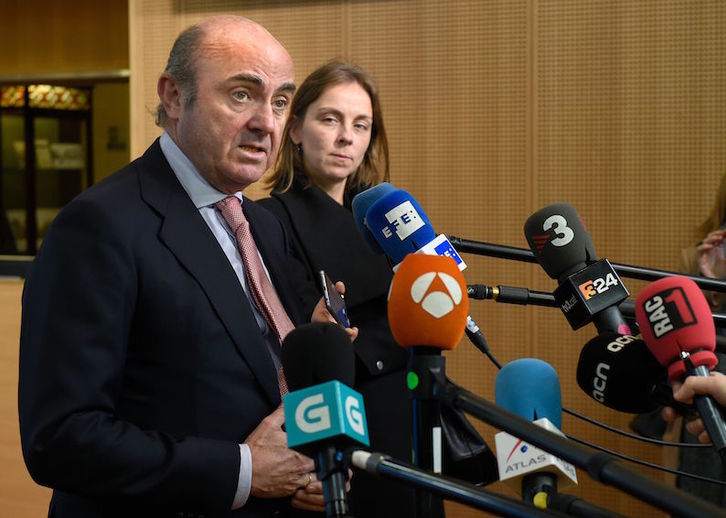 Luis de Guindos ha comparecido ante los medios tras ser elegido nuevo vicepresidente del BCE. (JOHN THYS / AFP)