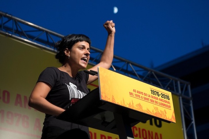 Anna Gabriel, durante un acto político. (Josep LAGO/AFP)
