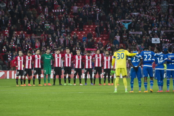 Athletic-Marsella disputado en febrero de 2016 en San Mamés. (Luis JAUREGIALTZO / ARGAZKI PRESS)
