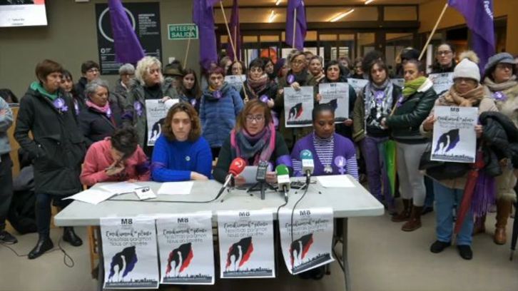 Greba feministaren aurkezpen agerraldia, Donostian. (ARGAZKI PRESS)