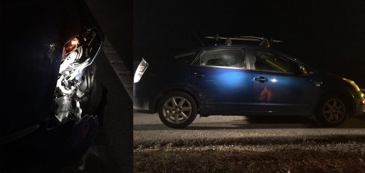 Estado en el que ha quedado el coche tras el accidente. (@ErreHarriaLIBRE)