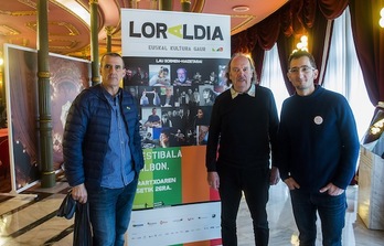 Telleria, Zeberio eta Heguy, antzezlanaren aurkezpenean. (Luis JAUREGIALTZO/ARGAZKI PRESS)