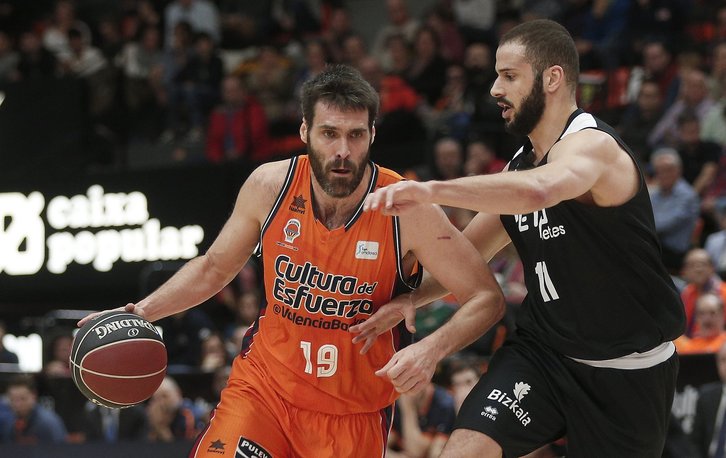 Un trance del partido. (@CDBILBAOBASKET)