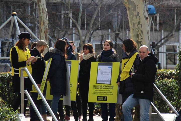 Amnistía Internacional, en una protesta anterior frente a la Audiencia Nacional. (Amnistia Internacional)