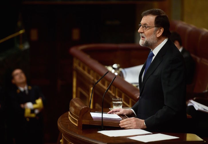 Mariano Rajoy, durante su intervención hoy en el Congreso. (Pierre-Philippe MARCOU/AFP) 