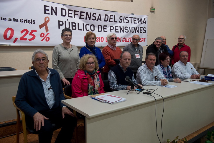 Presentación de la manifestación por las pensiones del sábado, 17 de marzo. (Iñigo URIZ / ARGAZKI PRESS)