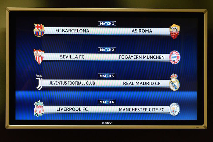 Así ha quedado el cuadro de cuarto de final de la Champions. (Fabrice COFFRINI / AFP)