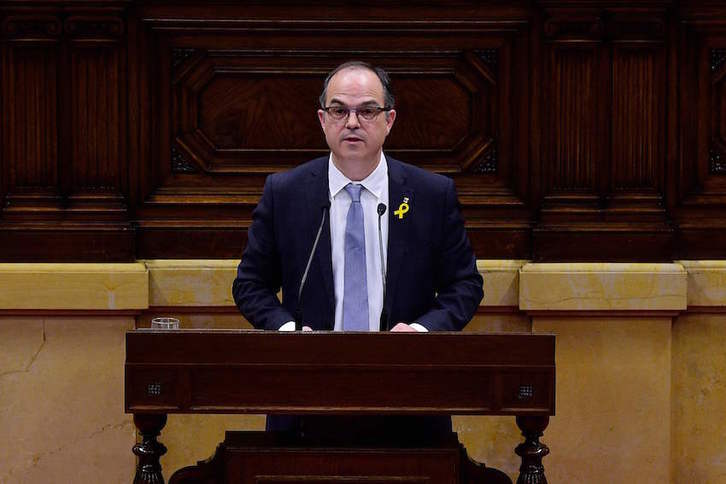 Jordi Turull, durante su intervención en el pleno de investidura. (Lluís GENE/AFP)
