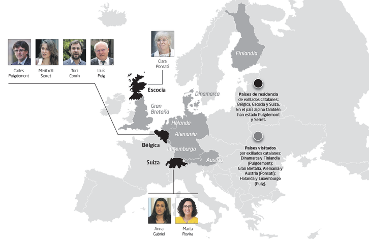 Mapa del exilio en Europa_
