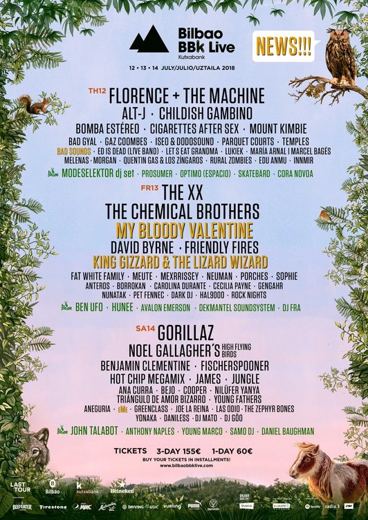 Cartel actualizado del BBK Live 2018.