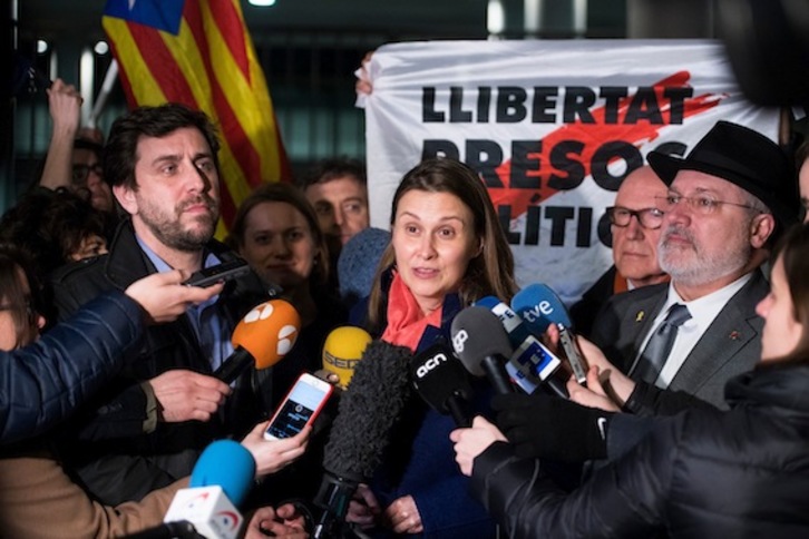 Comín, Serret y  Puig, en una imagen de archivo. (Laurie DIEFFEMBACQ/AFP)