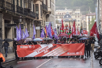 Manifestación unitaria de CCOO y UGT en Donostia. (Gorka RUBIO/FOKU)
