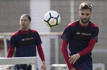 Rober Ibáñez, entrenando en Taxoare. (OSASUNA)