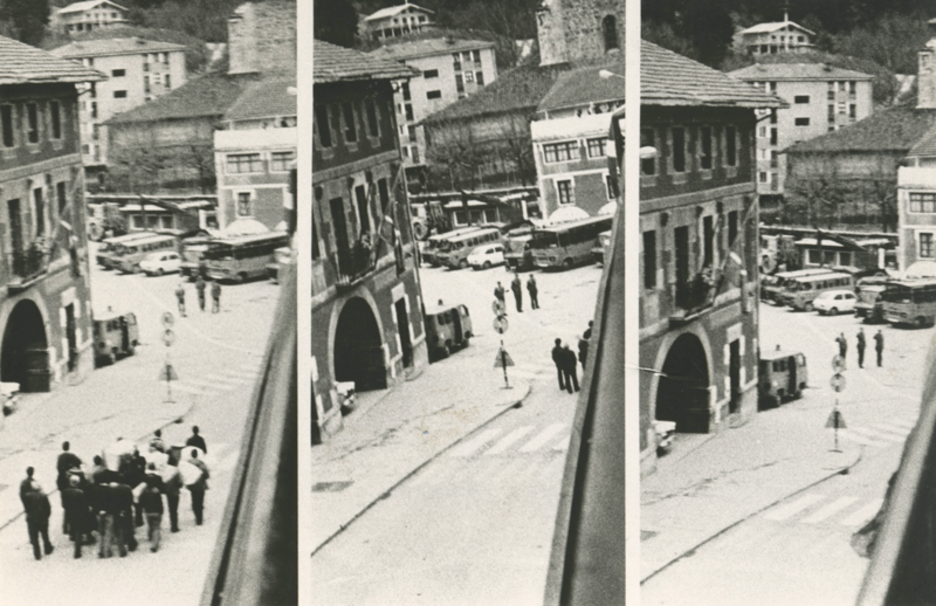 Hirugarren irudian espainiar poliziak tente, hilotza agurtzen. Sarbide guztiak itxi zituen Poliziak Arrigorriagan. Hirugarren irudian espainiar poliziak tente, hilotza agurtzen. Sarbide guztiak itxi zituen Poliziak Arrigorriagan.