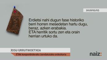 ETAren azken adierazpena (Josu Urrutikoetxea) 180503