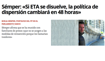 Titular de la entrevista de Borja Sémper de 2017.