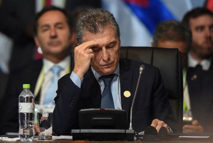Mauricio Macri, durante la Cumbre de las Américas celebrada en Lima. (Luka GONZALES/AFP)