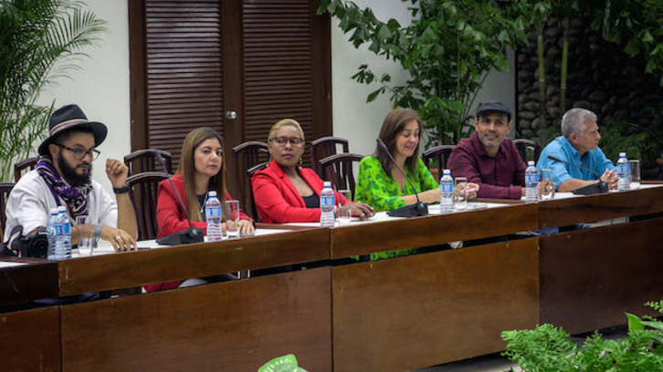 Representantes del ELN en las negociaciones con el Gobierno de Colombia. (ADALBERTO ROQUE / AFP)