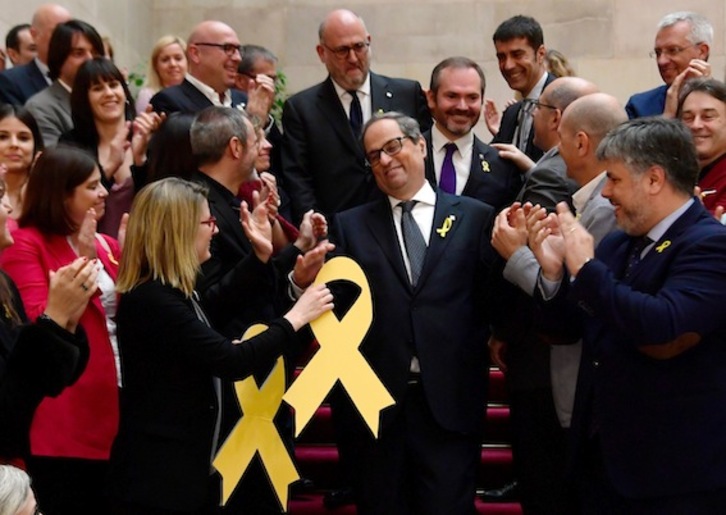 Quim Torra, ayer, tras ser investido president. (Lluís GENÉ/AFP)