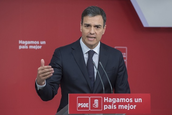 Pedro Sánchez, secretario general del PSOE, durante una rueda de prensa. (PSOE)