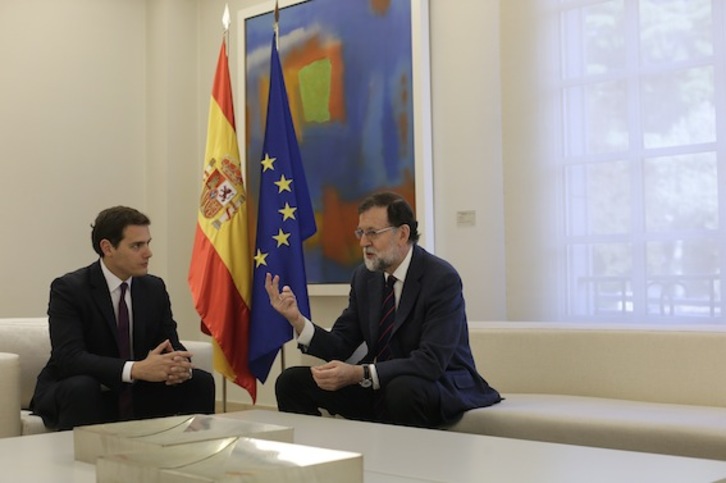 Rajoy y Rivera se han reunido en Moncloa por espacio de una hora. (POOL/LA MONCLOA)