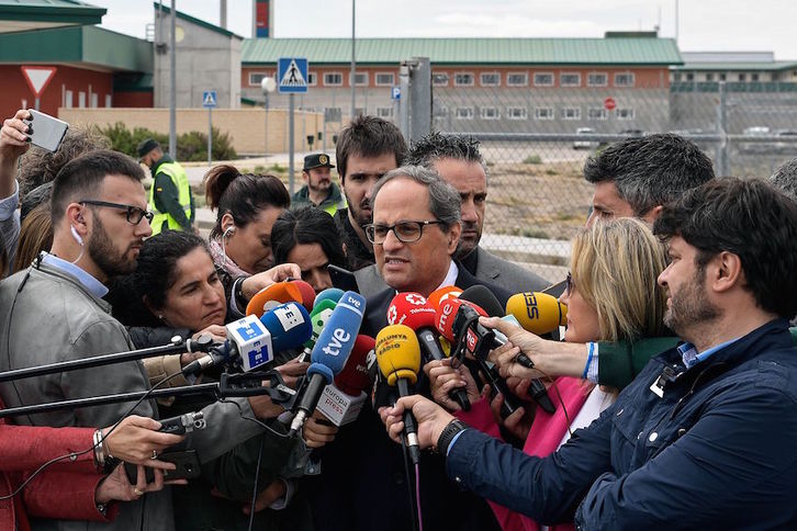 Quim Torra, tras visitar hace unos días a los consellers encarcelados en Estremera. (Oscar DEL POZO/AFP)