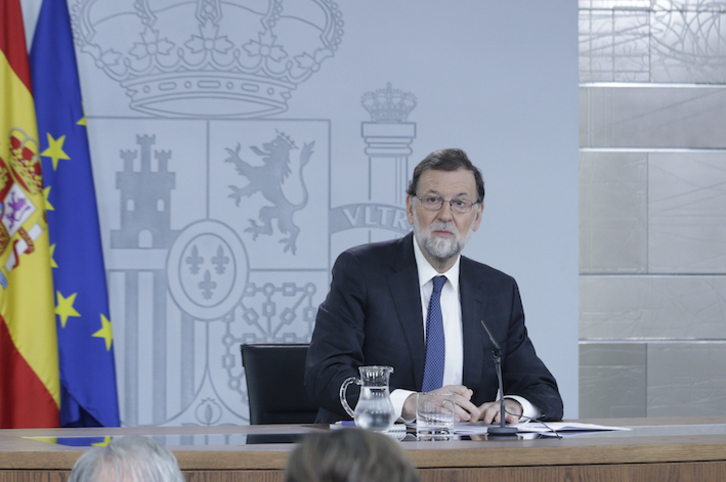 Mariano Rajoy, durante su comparecencia en la Moncloa. (POOL MONCLOA)