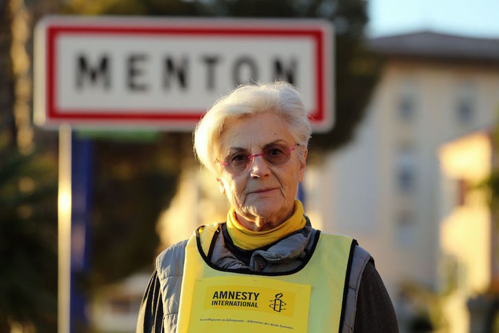 Martine Landry, militante de Amnistía Internacional juzgada por sus actos solidarios. (Valery HACHE/AFP)
