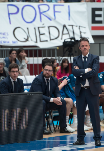 Porfi Fisac, en el último partido de la temporada en Illunbe. (Jon URBE / FOKU)