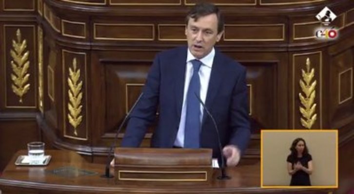 El portavoz del PP en el Congreso español, Rafael Hernando, durante su intervención.