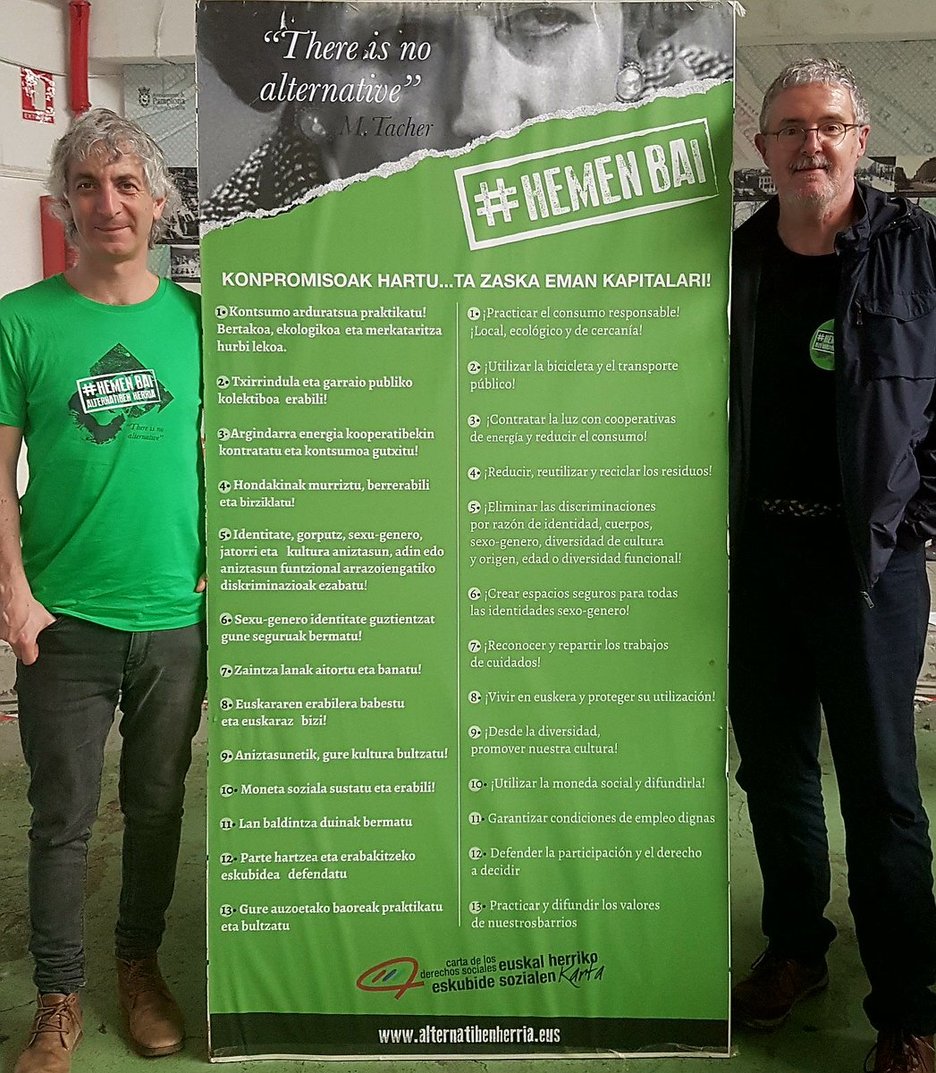 Mikel Noval eta Adolfo Muñoz, ELAko ordezkariak Alternatiben Herrian. (@ELANafarroa) Mikel Noval eta Adolfo Muñoz, ELAko ordezkariak Alternatiben Herrian. (@ELANafarroa)