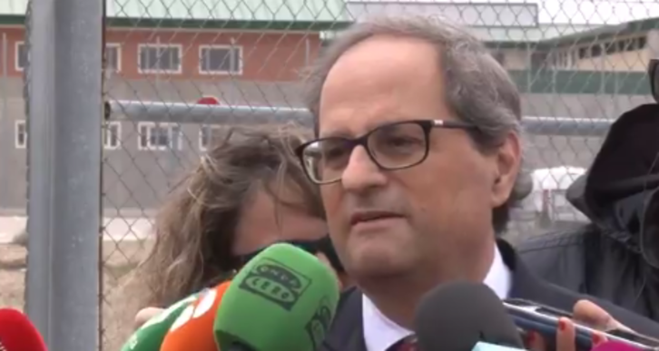 Quim Torra ha comparecido ante los medios a la salida de la prisión de Estremera. (@JuntsxCAT)