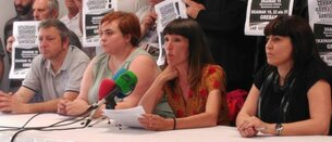 Comparecencia conjunta de ELA, LAB, CCOO y UGT el pasado 8 de junio. (@ELASindikatua)
