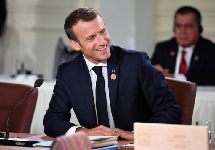 El presidente francés, Emmanuel Macron, durante la cumbre del G7 en La Malbaie. (Leon NEAL/AFP)