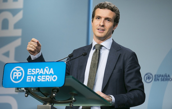 Pablo Casado, durante una rueda de prensa. (PP)
