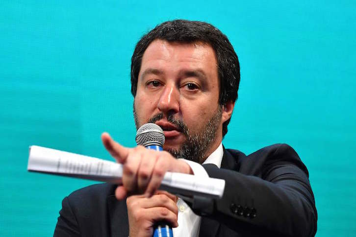Matteo Salvini, en una reciente intervención pública. (Alberto PIZZOLI / AFP)