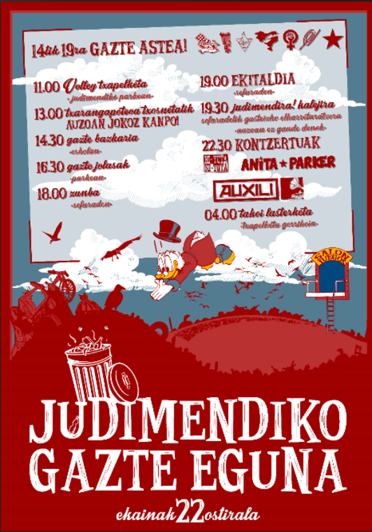Cartel del Gazte Eguna de fiesta de Judimendi, el próximo viernes. 