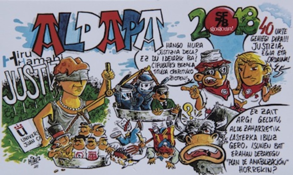Aldapa también se suma al recuerdo a los sanfermines del 78 y sucesos como el caso Altsasu o la sentencia de ‘La Manada’, además del proces catalán.