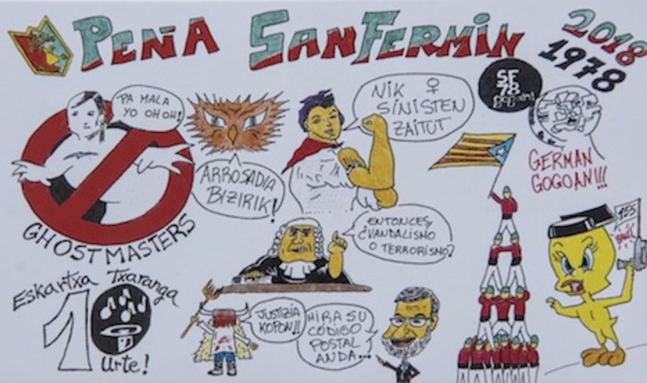 En la tela de la Peña San Fermín, además de los sanfermines del 78, el proces catalán, Altsasu o ‘La Manada’, también está presente el máster fantasma de Cristina Cifuentes.