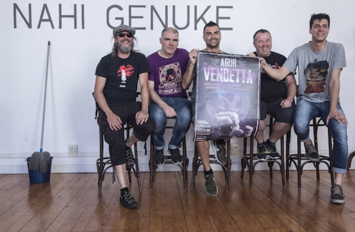 Los miembros de Vendetta, durante la presentación del que será su último concierto. (Jagoba MANTEROLA/FOKU)